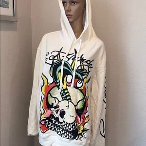 NWT Ed Hardy unisex White Graphic Hoodie
